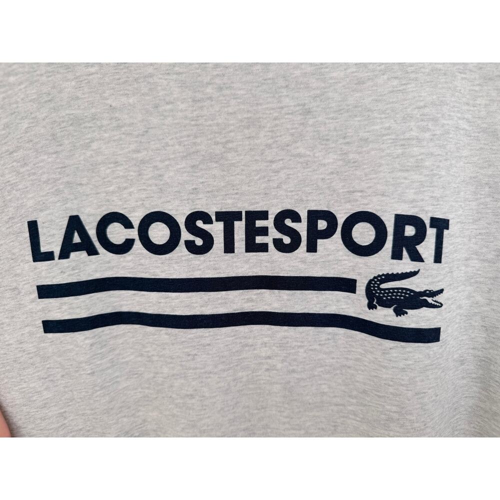 Lacoste Sport T Shirt Mens XL Gray Logo Graphic Tee - Picture 4 of 4